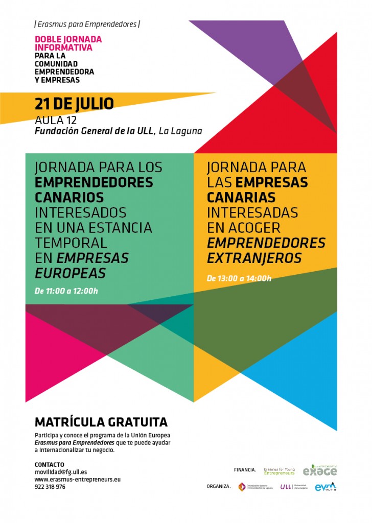 Cartel Jornadas 'Erasmus para Jóvenes Emprendedores'