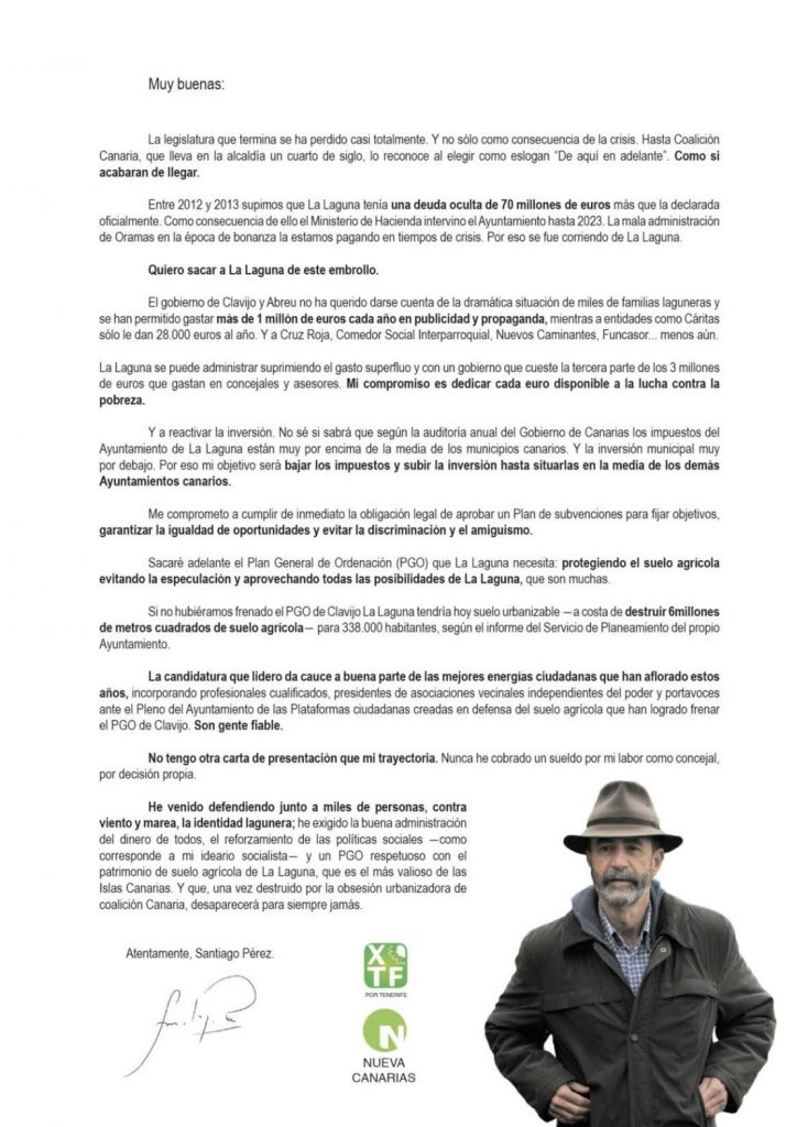 Carta Santiago Pérez