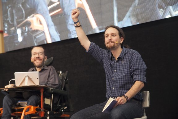 CORDOBA. 13-05-16.MITIN DE PODEMOS EN EL PABELLON DE FATIMA. PABLO IGLESIAS Y PABLO ECHENIQUE.  FOTO: RAFAEL CARMONA.ARCHCOR